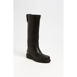 Latitude Black Leather studded Riding Boot 36